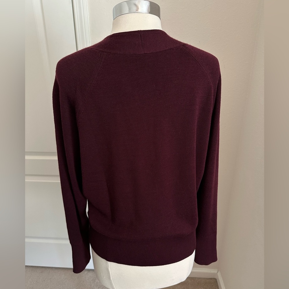 Talbots Wool Blend V-Neck Cardigan In Deep Burgundy Size 1X New With Tags - Picture 3 of 10